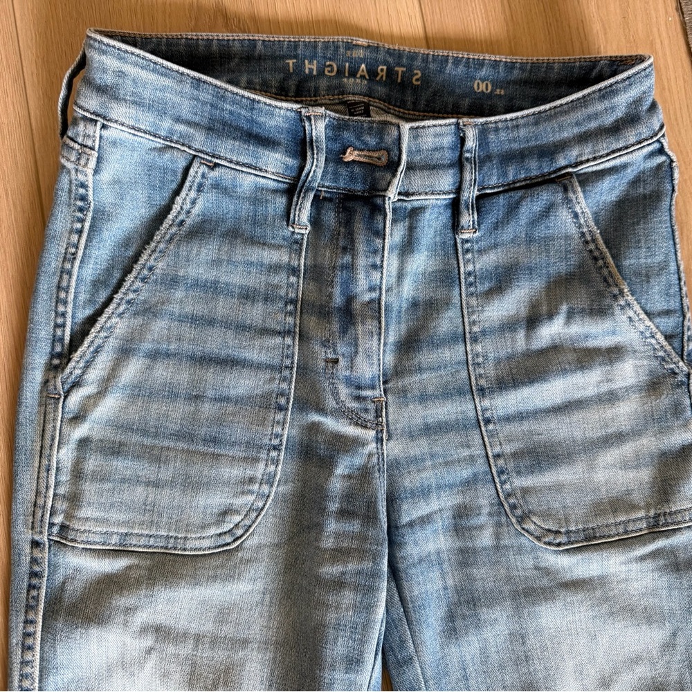 White House Black Market Light Denim Straight Leg Jeans